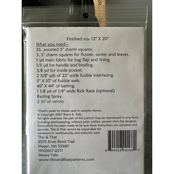 Little Scraps From This & That "Mosey Tote" Quilt Pattern By Sherri K. Falls - Picture 3 of 5